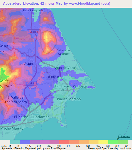 Apostadero,Venezuela Elevation Map