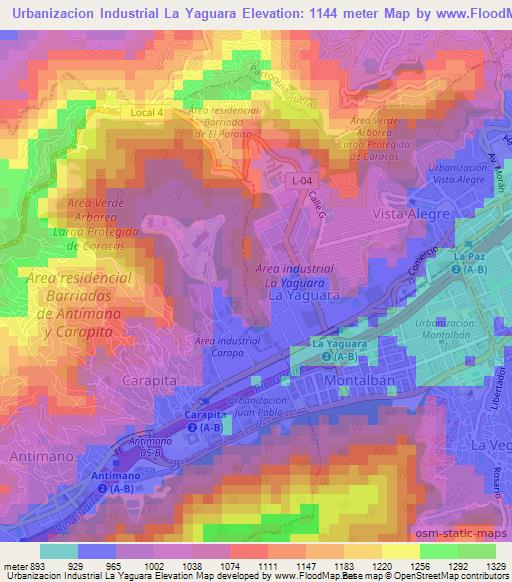 Urbanizacion Industrial La Yaguara,Venezuela Elevation Map