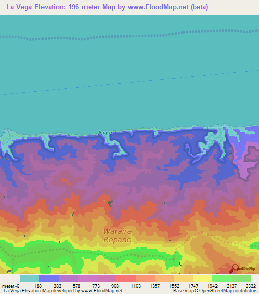 La Vega,Venezuela Elevation Map