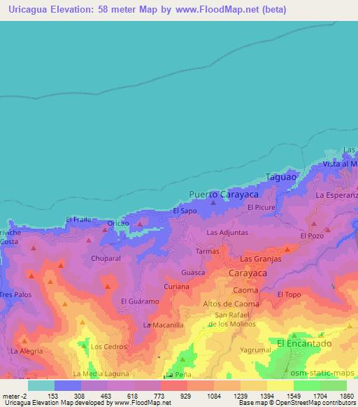 Uricagua,Venezuela Elevation Map