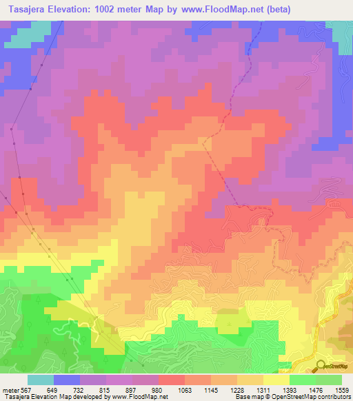 Tasajera,Venezuela Elevation Map