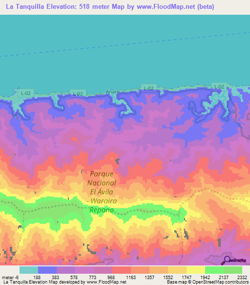 La Tanquilla,Venezuela Elevation Map
