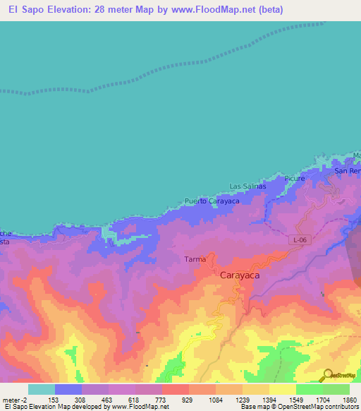 El Sapo,Venezuela Elevation Map