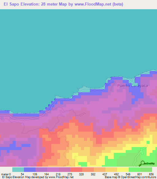 El Sapo,Venezuela Elevation Map