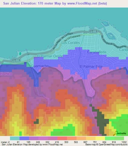 San Julian,Venezuela Elevation Map