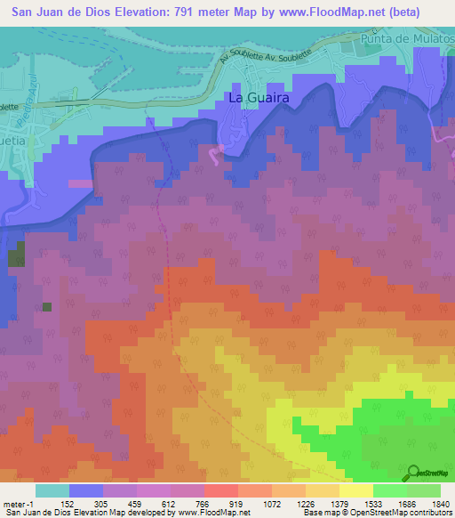 San Juan de Dios,Venezuela Elevation Map