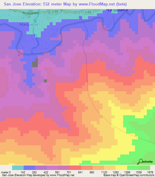 San Jose,Venezuela Elevation Map