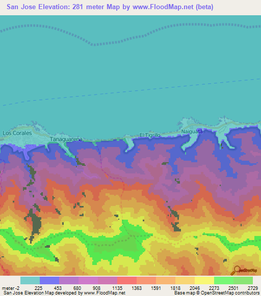 San Jose,Venezuela Elevation Map