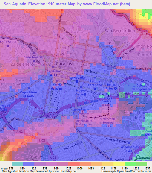 San Agustin,Venezuela Elevation Map
