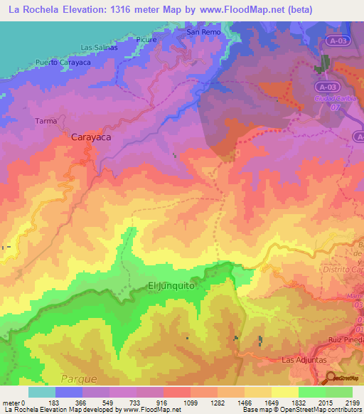 La Rochela,Venezuela Elevation Map