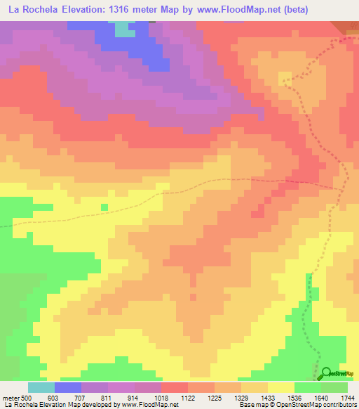 La Rochela,Venezuela Elevation Map