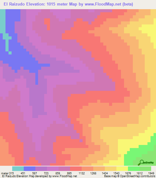 El Raizudo,Venezuela Elevation Map