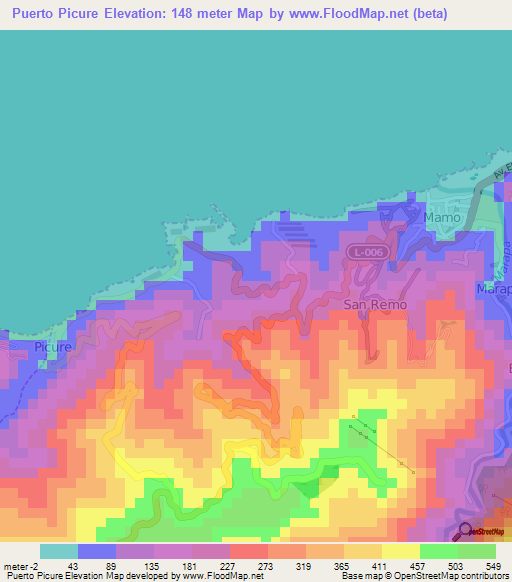 Puerto Picure,Venezuela Elevation Map