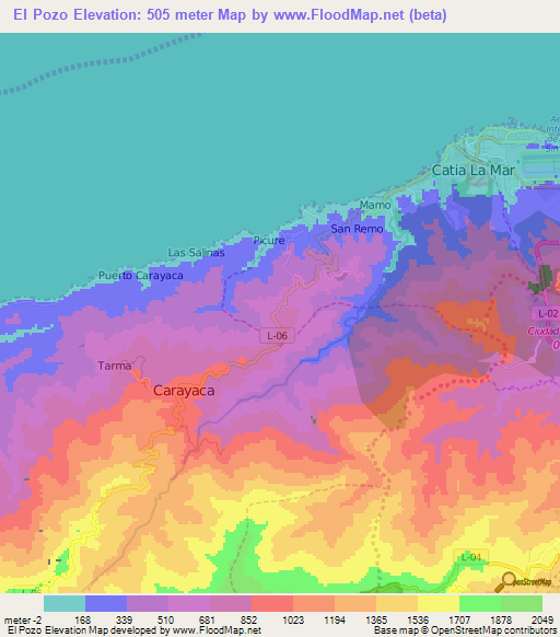El Pozo,Venezuela Elevation Map