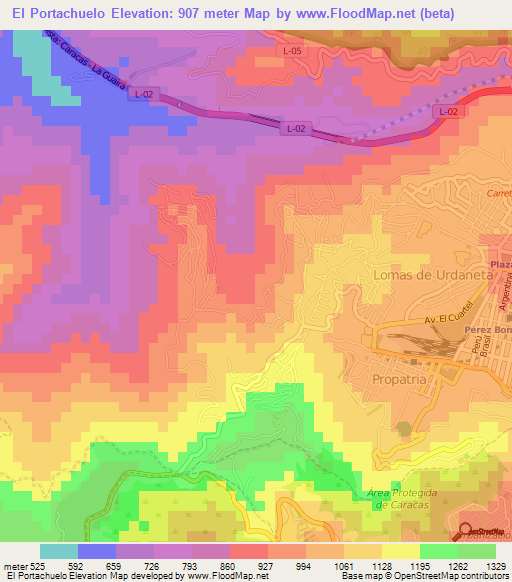 El Portachuelo,Venezuela Elevation Map