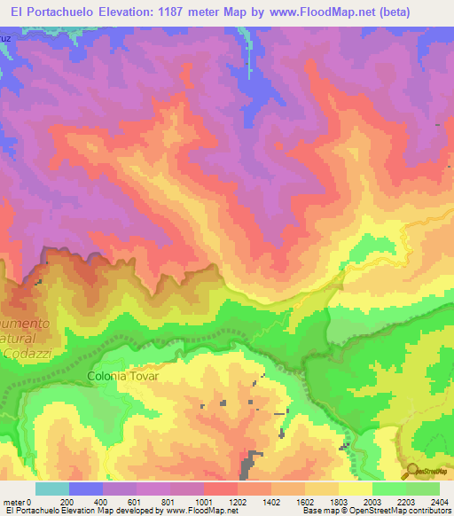 El Portachuelo,Venezuela Elevation Map