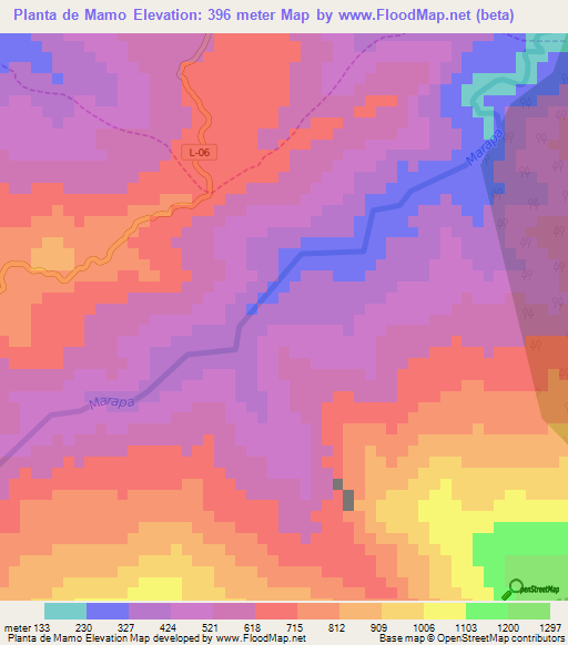 Planta de Mamo,Venezuela Elevation Map