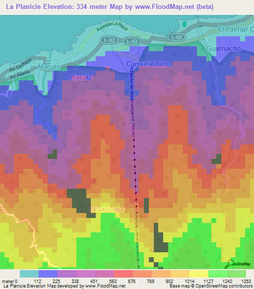 La Planicie,Venezuela Elevation Map