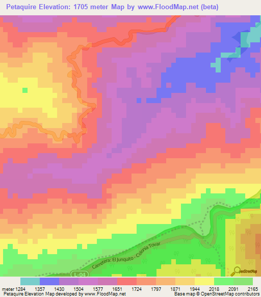 Petaquire,Venezuela Elevation Map