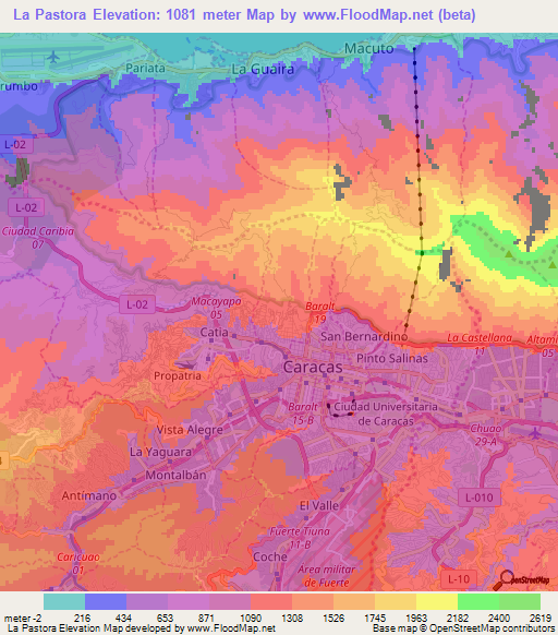 La Pastora,Venezuela Elevation Map
