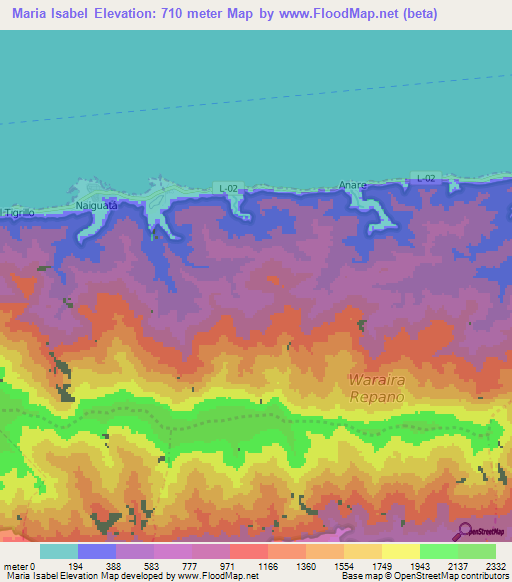 Maria Isabel,Venezuela Elevation Map