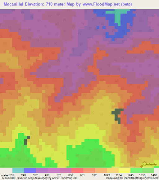 Macanillal,Venezuela Elevation Map