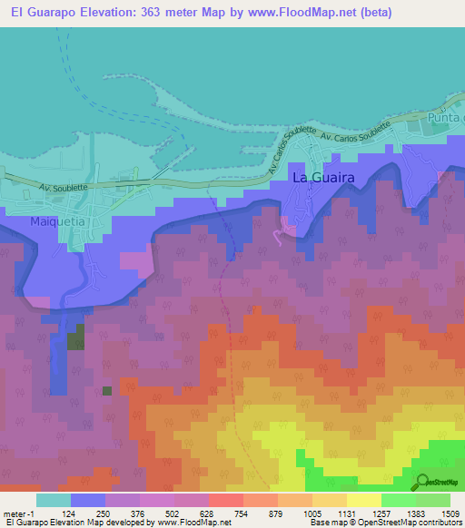 El Guarapo,Venezuela Elevation Map