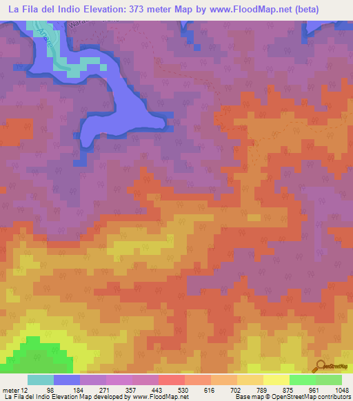 La Fila del Indio,Venezuela Elevation Map