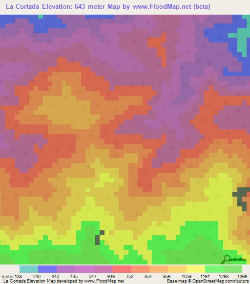 La Cortada,Venezuela Elevation Map