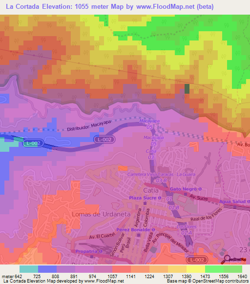 La Cortada,Venezuela Elevation Map