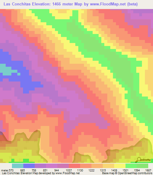 Las Conchitas,Venezuela Elevation Map