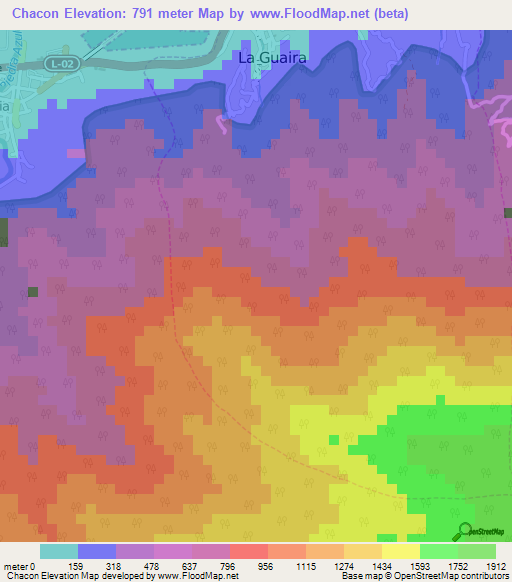 Chacon,Venezuela Elevation Map