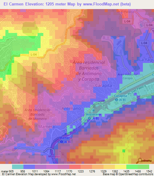 El Carmen,Venezuela Elevation Map