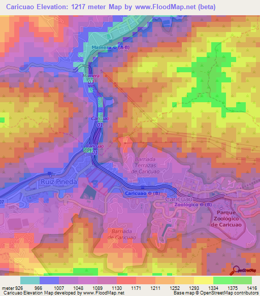 Caricuao,Venezuela Elevation Map