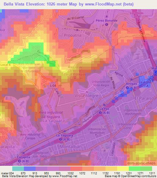 Bella Vista,Venezuela Elevation Map