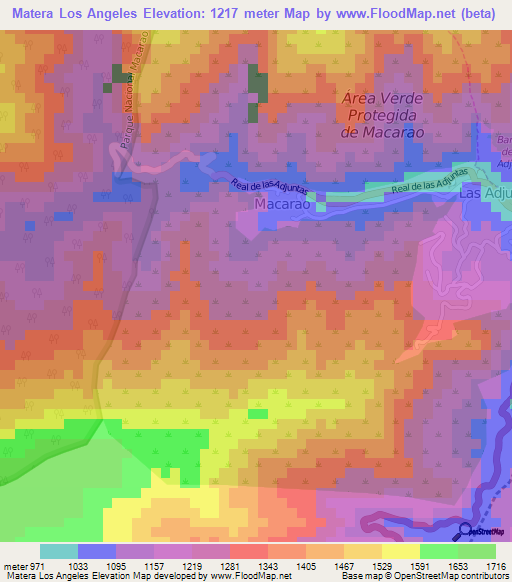 Matera Los Angeles,Venezuela Elevation Map