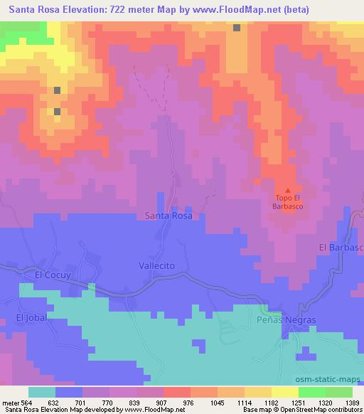 Santa Rosa,Venezuela Elevation Map