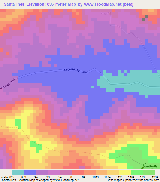Santa Ines,Venezuela Elevation Map