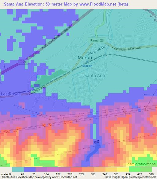 Santa Ana,Venezuela Elevation Map