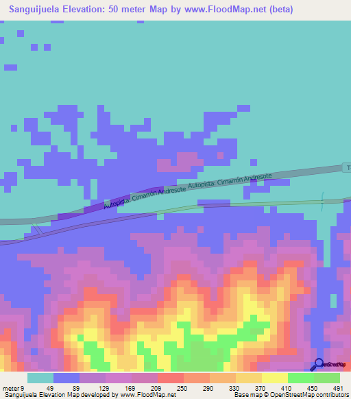 Sanguijuela,Venezuela Elevation Map