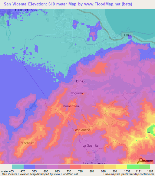 San Vicente,Venezuela Elevation Map