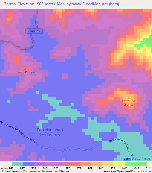 Porras,Venezuela Elevation Map