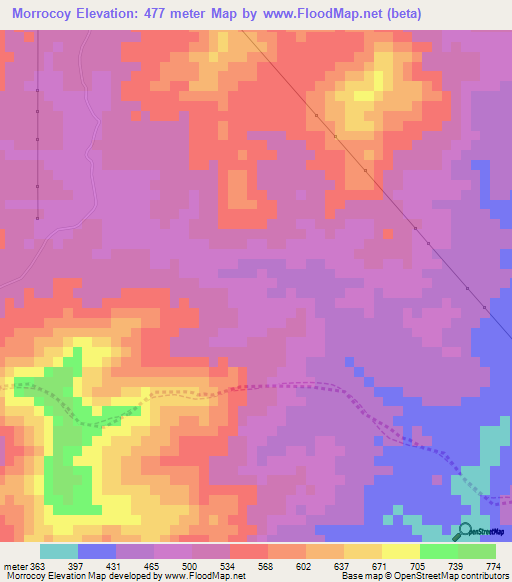 Morrocoy,Venezuela Elevation Map