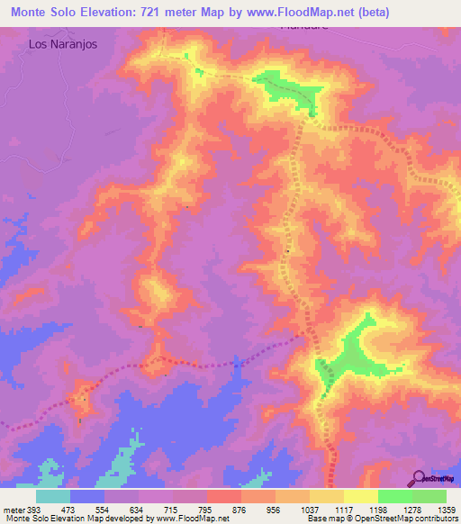 Monte Solo,Venezuela Elevation Map