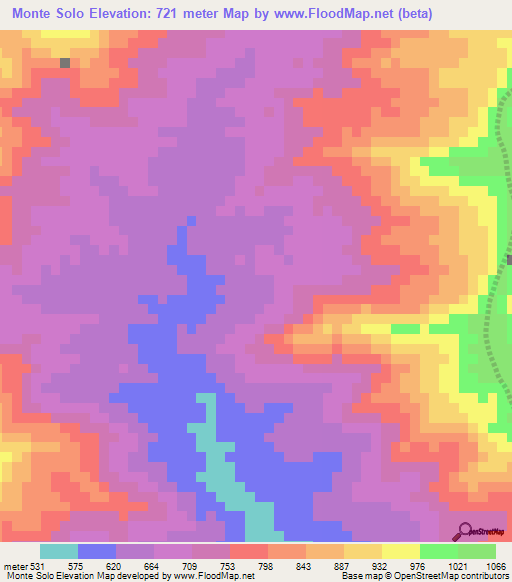 Monte Solo,Venezuela Elevation Map