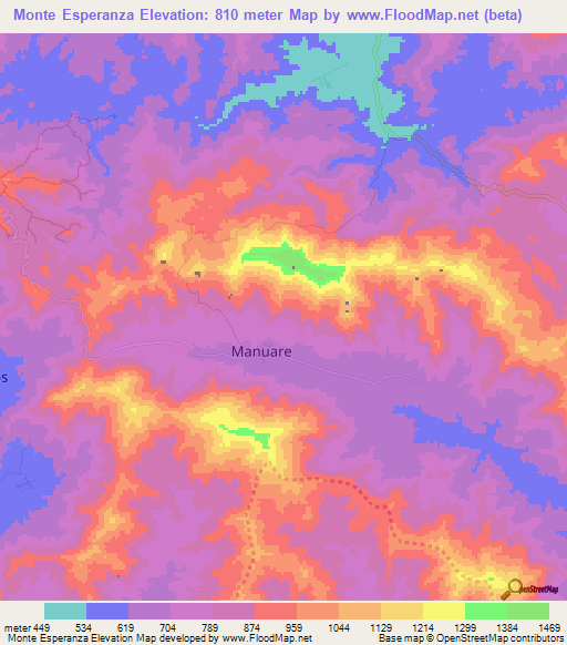 Monte Esperanza,Venezuela Elevation Map