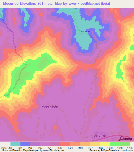 Mocurido,Venezuela Elevation Map