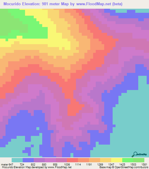 Mocurido,Venezuela Elevation Map