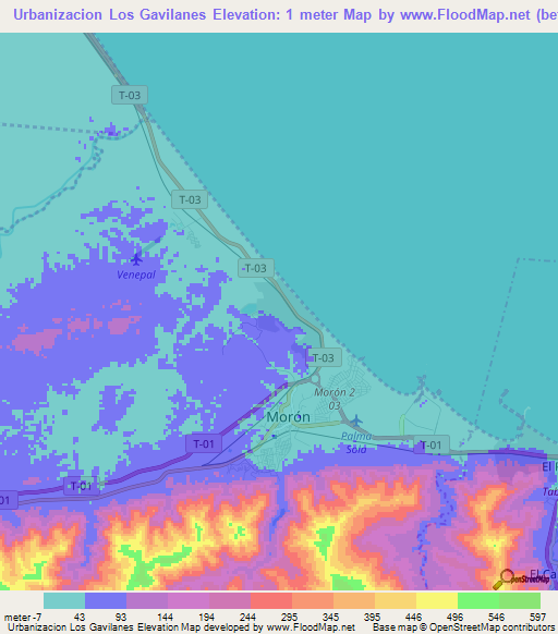 Urbanizacion Los Gavilanes,Venezuela Elevation Map