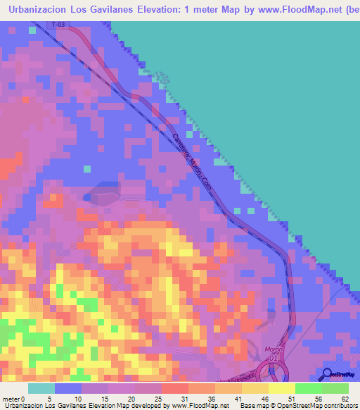 Urbanizacion Los Gavilanes,Venezuela Elevation Map